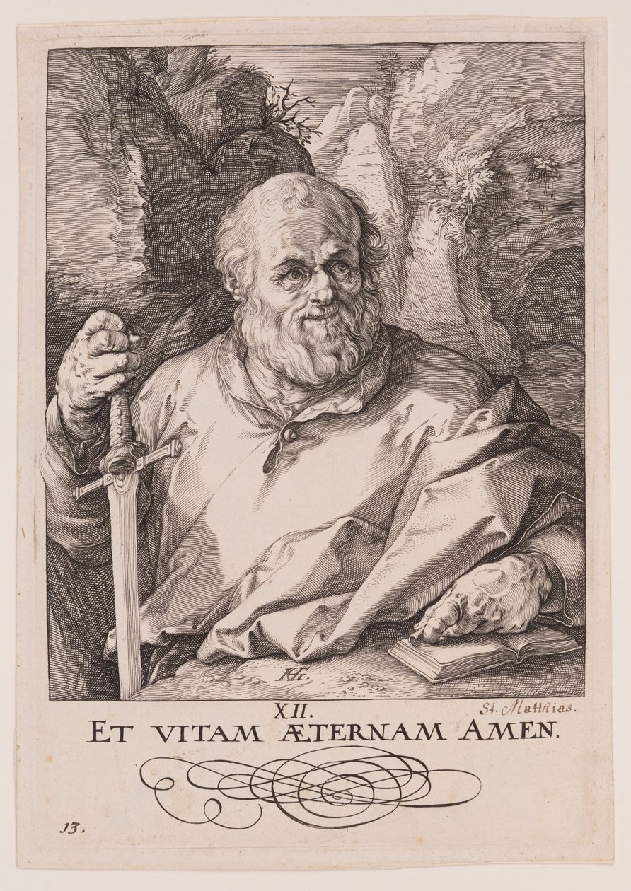 Matthias, fra Kristus, apostlene og Paulus med trosbekendelsen af Hendrick Goltzius