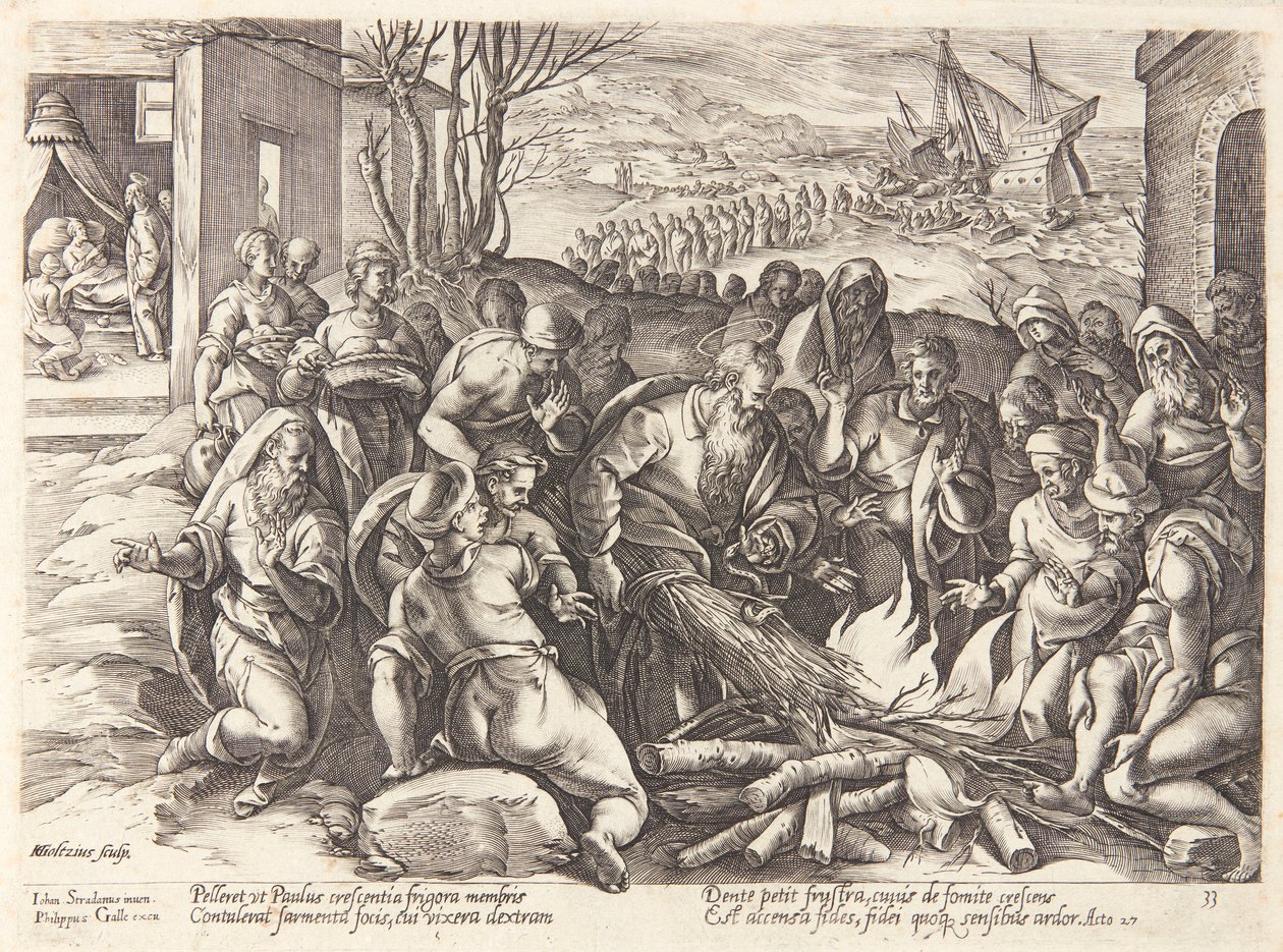 Sankt Paulus bidt af hugormen af Hendrick Goltzius