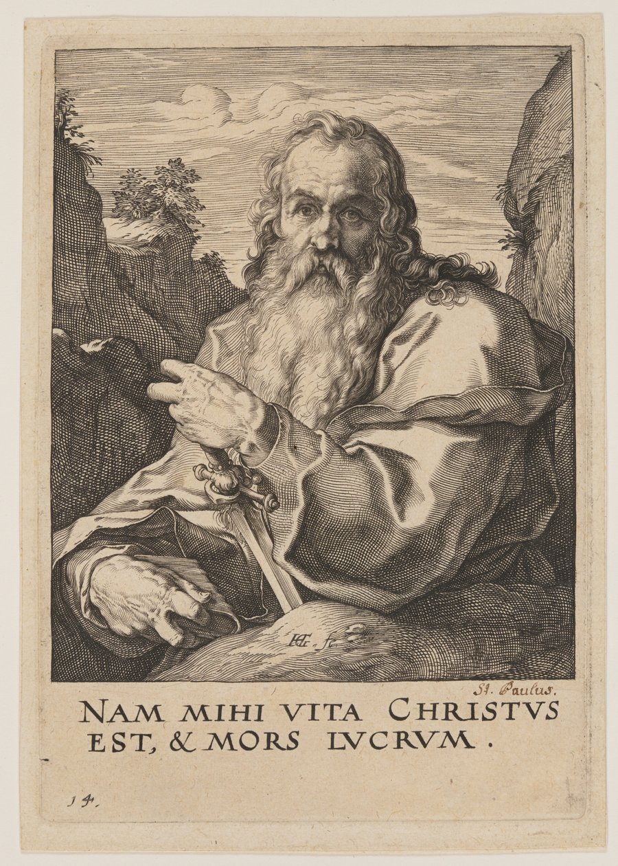 Paulus, fra Kristus, apostlene og Paulus med trosbekendelsen af Hendrick Goltzius