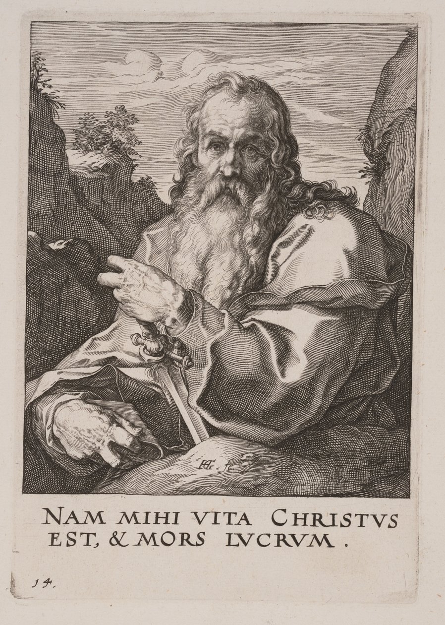 Paulus, fra Kristus, apostlene og Paulus med trosbekendelsen af Hendrick Goltzius