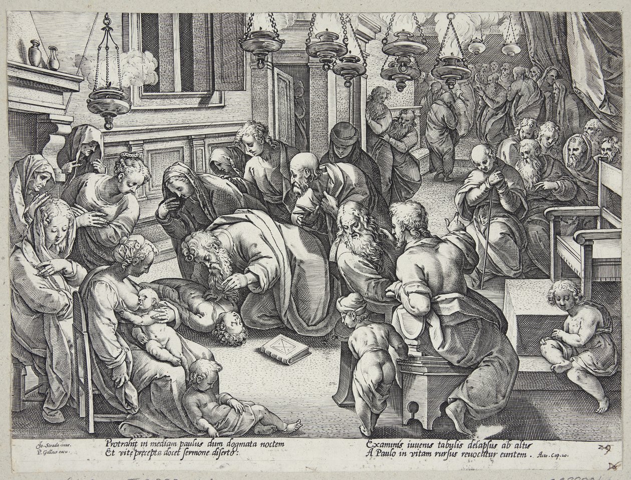 Sankt Paulus oprejste Eutychus af Hendrick Goltzius