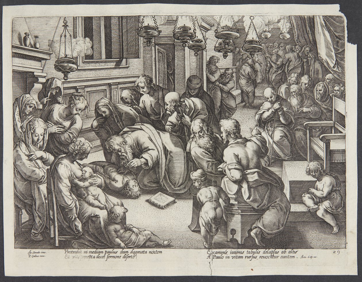 Sankt Paulus oprejste Eutychus af Hendrick Goltzius
