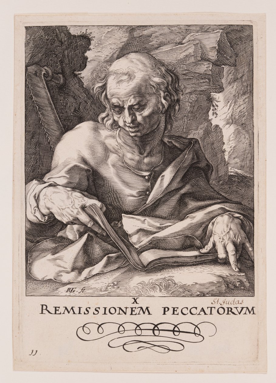 Simon, fra Kristus, apostlene og Paulus med trosbekendelsen af Hendrick Goltzius