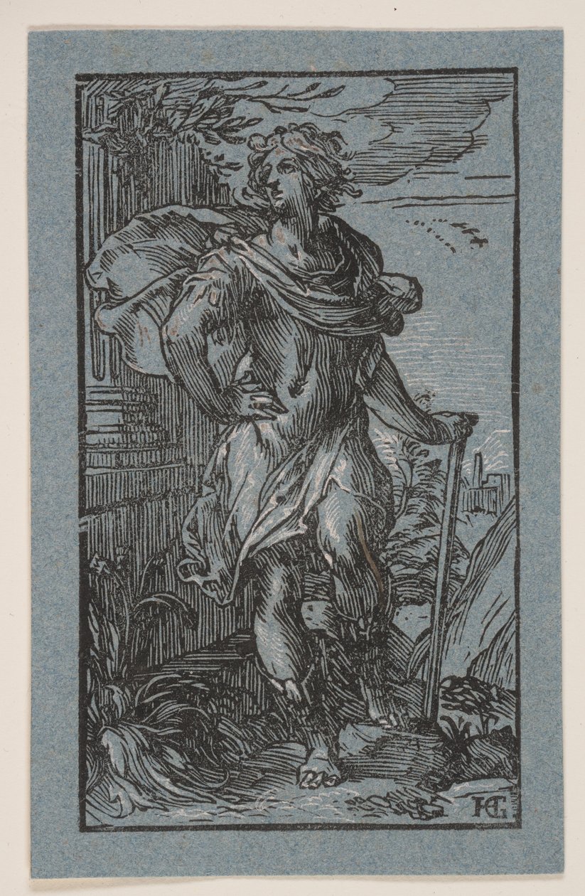 Stående ung mand med stok af Hendrick Goltzius
