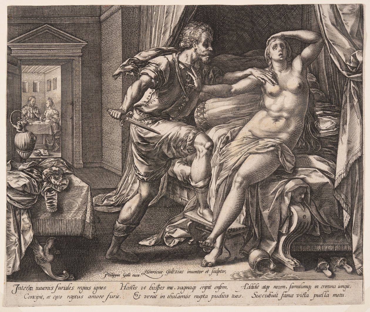 Tarquinius og Lucretia, fra Historien om Lucretia af Hendrick Goltzius