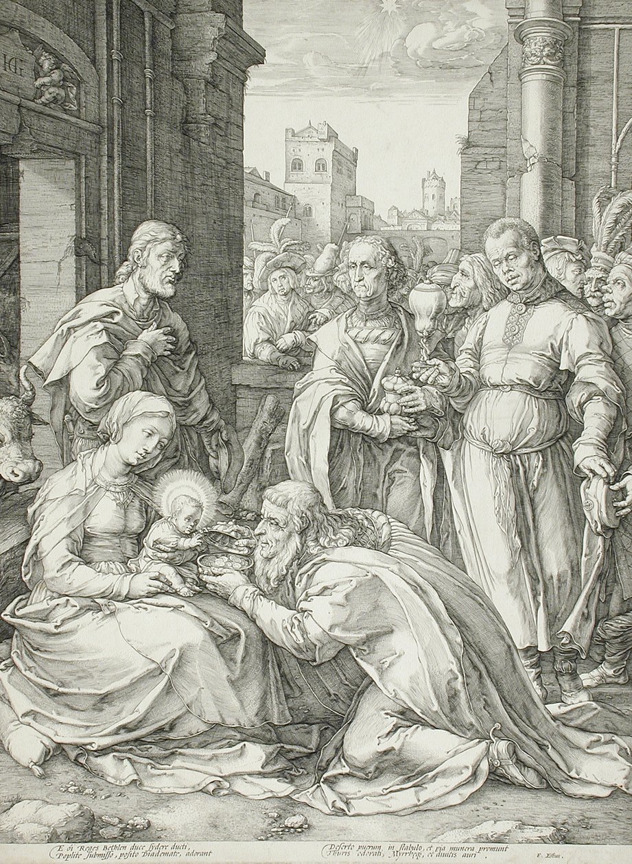 De tre vise mænds tilbedelse af Hendrick Goltzius