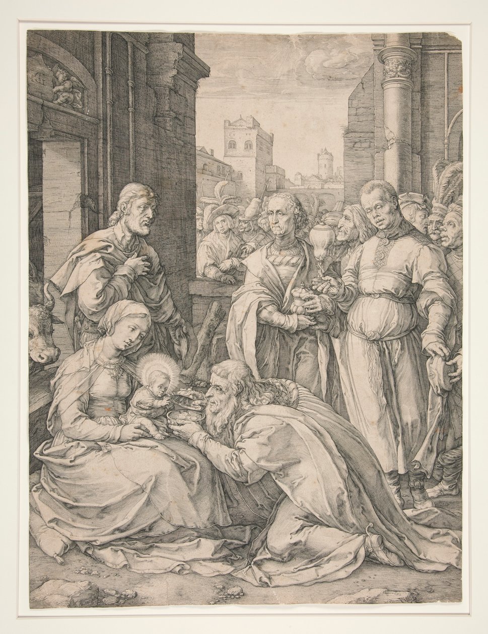 The Adoration of the Magi, fra serien The Birth and Early Life of Christ af Hendrick Goltzius