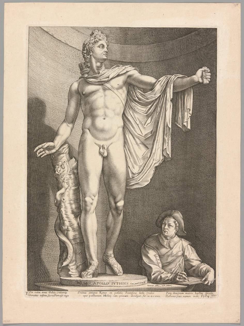 Apollo Belvedere, plade 3 fra Three Famous Antique Sculptures af Hendrick Goltzius