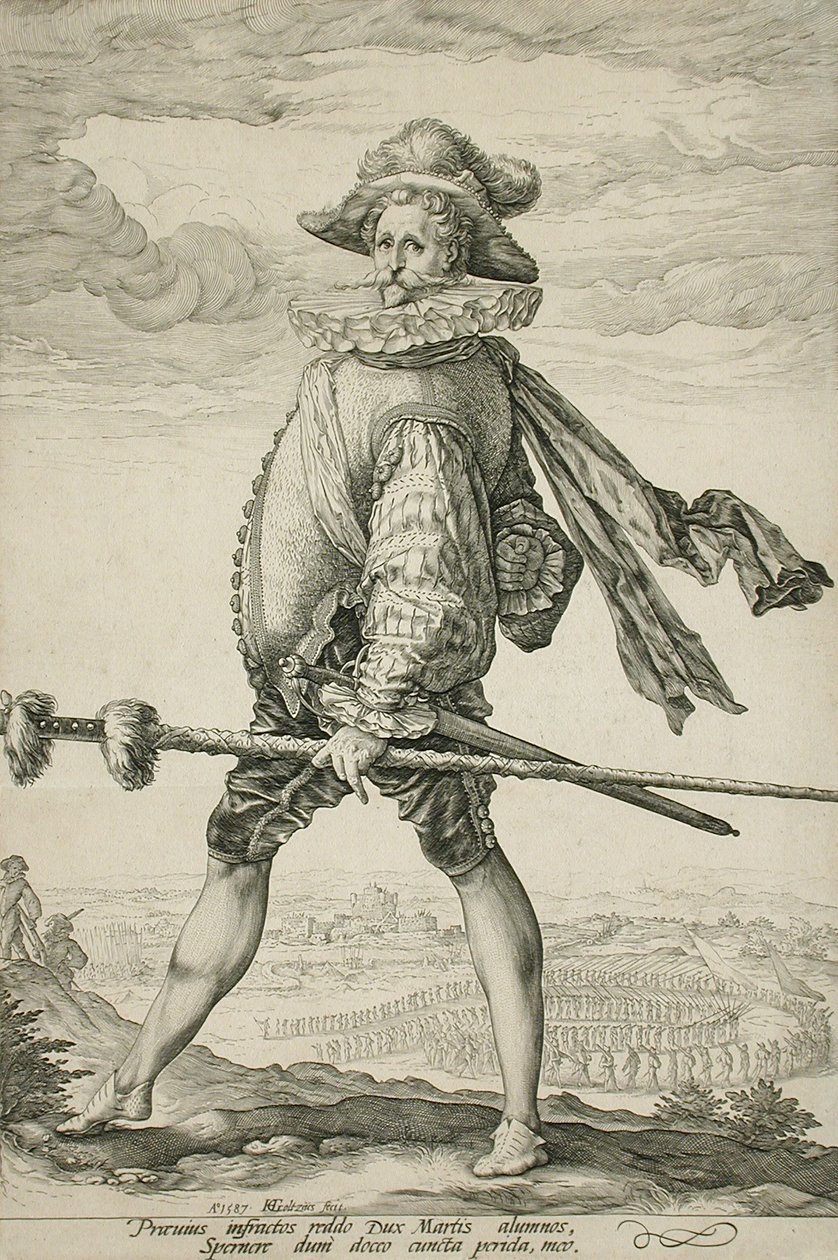 Infanterikaptajnen marcherer mod venstre af Hendrick Goltzius