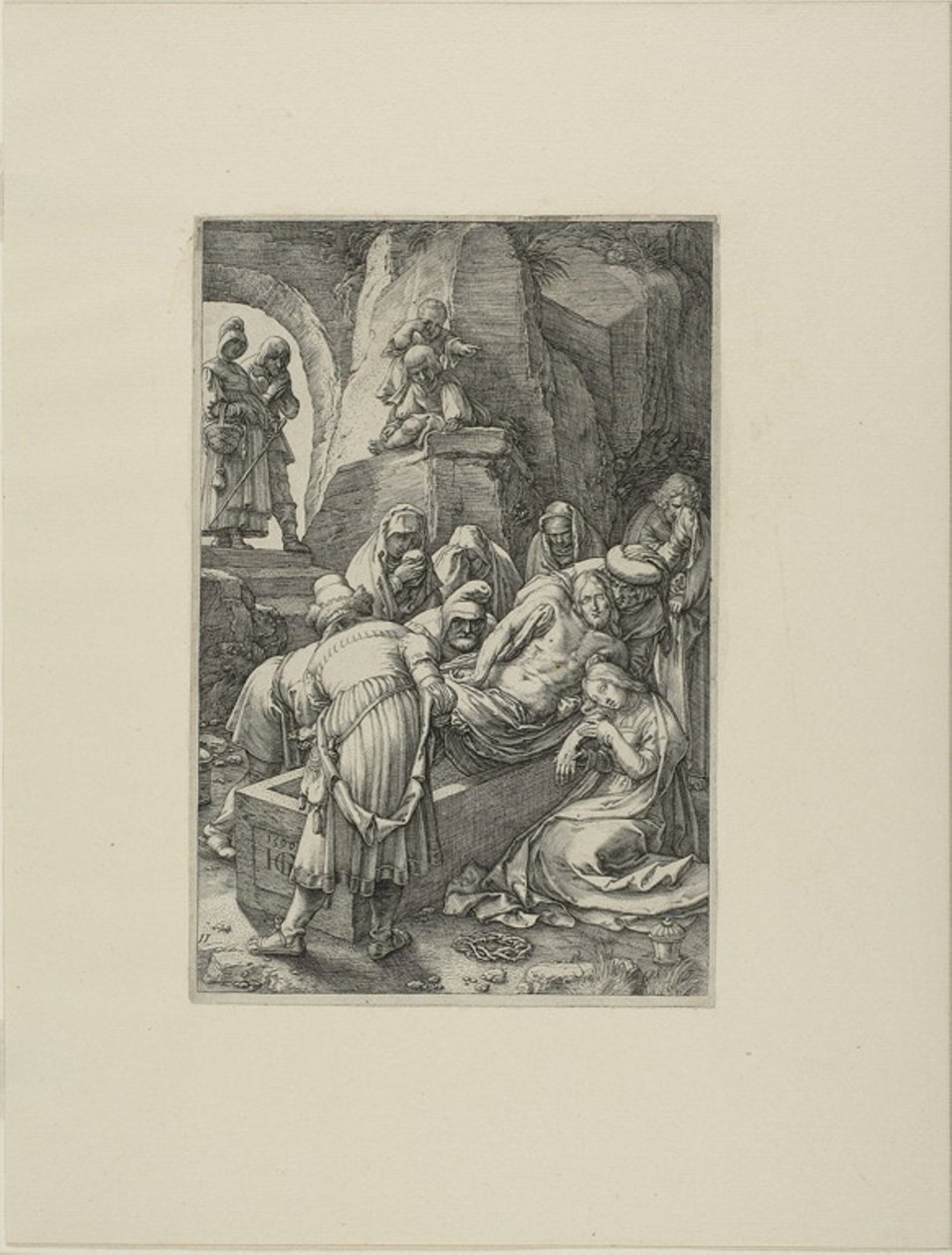 Begravelsen, plade elleve fra The Passion of Christ af Hendrick Goltzius