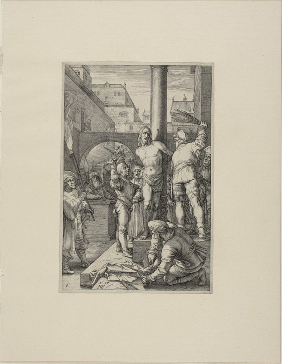 The Flagelation, plade seks fra The Passion of Christ af Hendrick Goltzius
