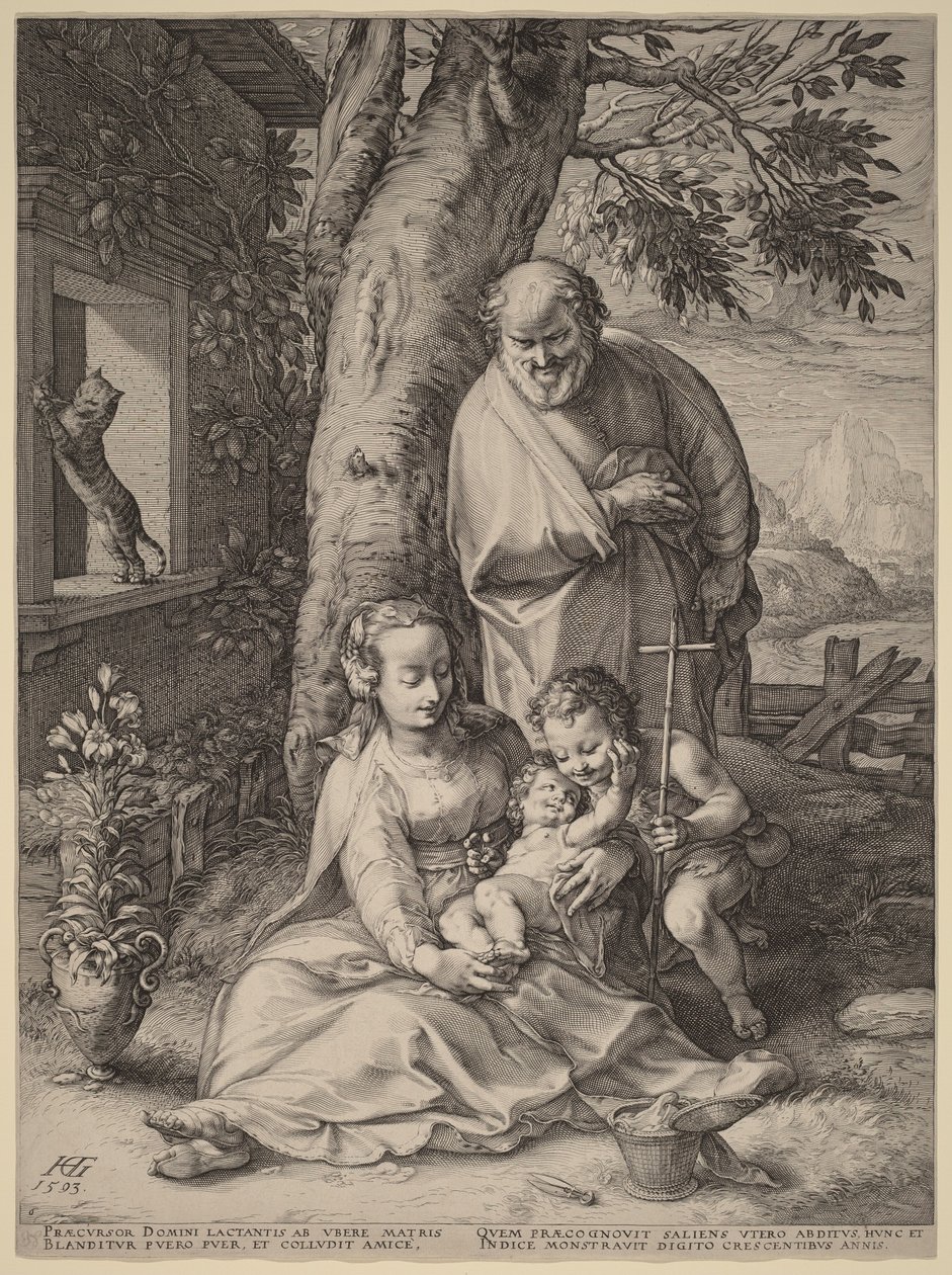 Den Hellige Familie med den lille Johannes Døberen af Hendrick Goltzius