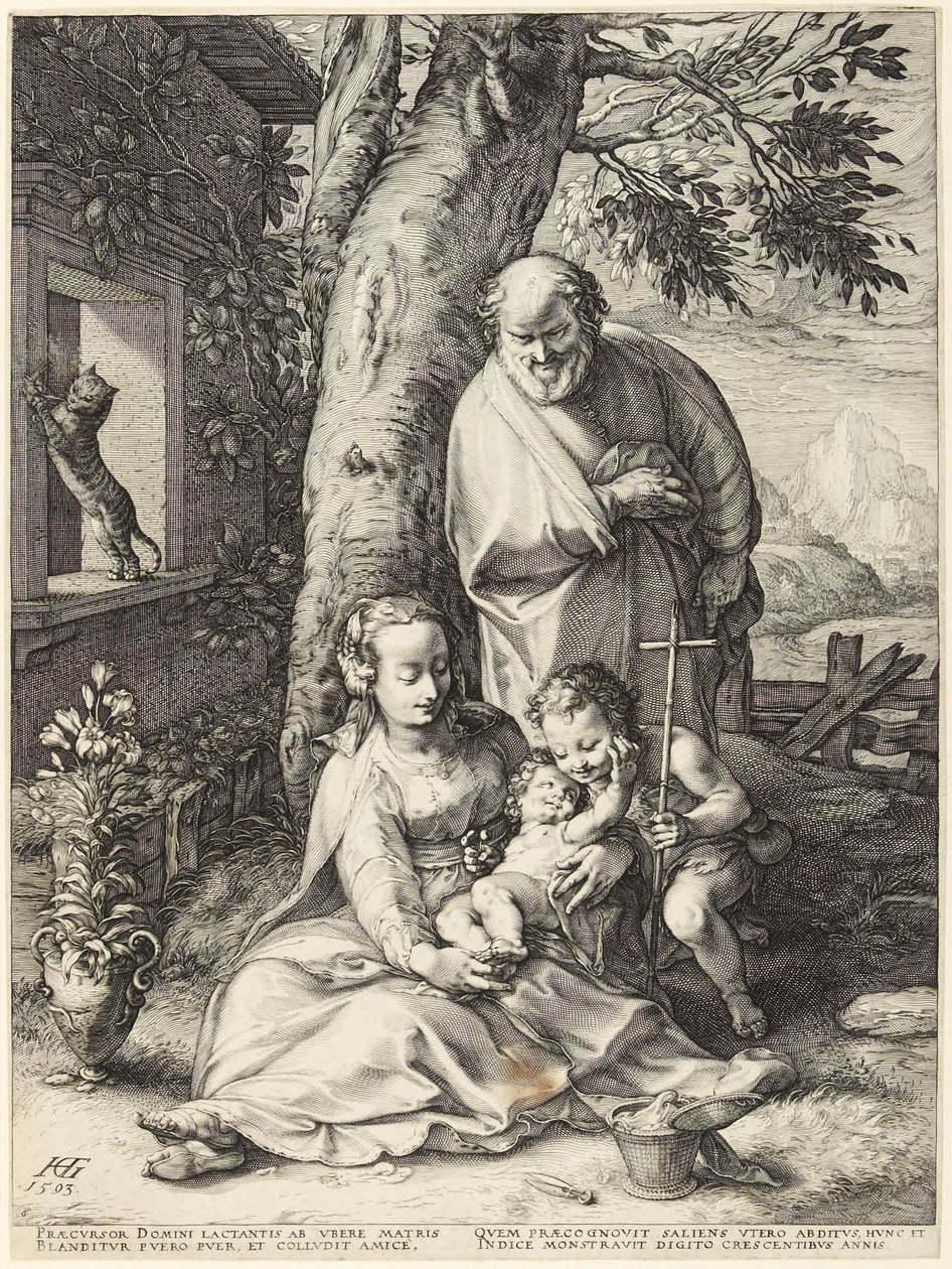 Den Hellige Familie med den lille Johannes Døberen af Hendrick Goltzius