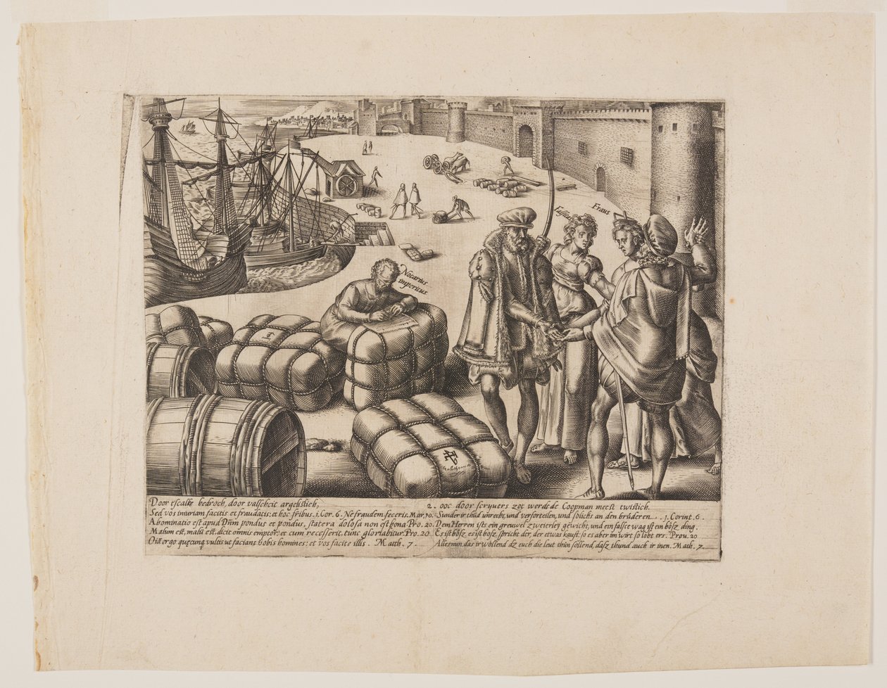 Den uvidende notar, fra Litis Abusus (Lovens misbrug) af Hendrick Goltzius