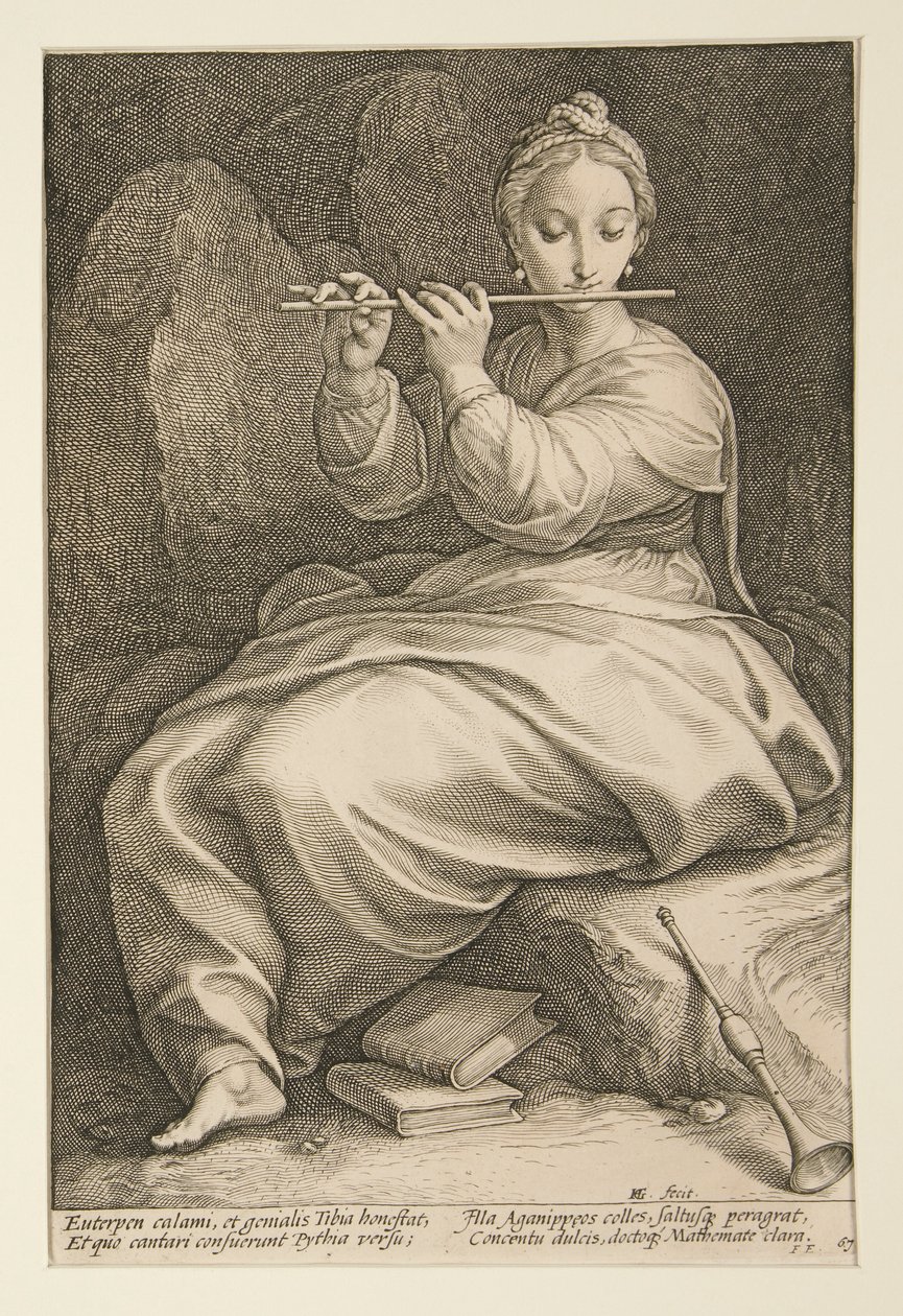 The Nine Muses: Euterpe, #6 i en serie af 9 af Hendrick Goltzius