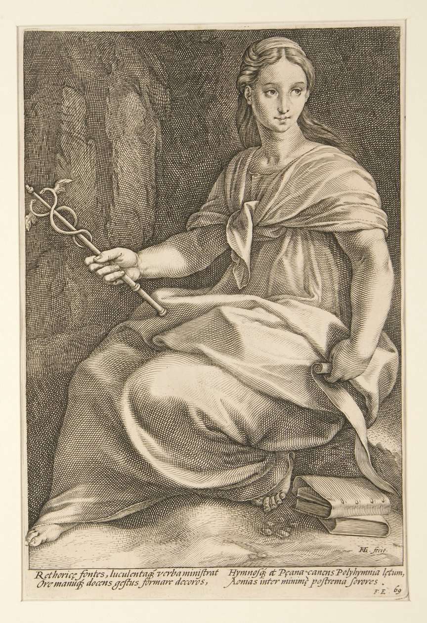 The Nine Muses: Polyhymnia, #8 i en serie af 9 af Hendrick Goltzius
