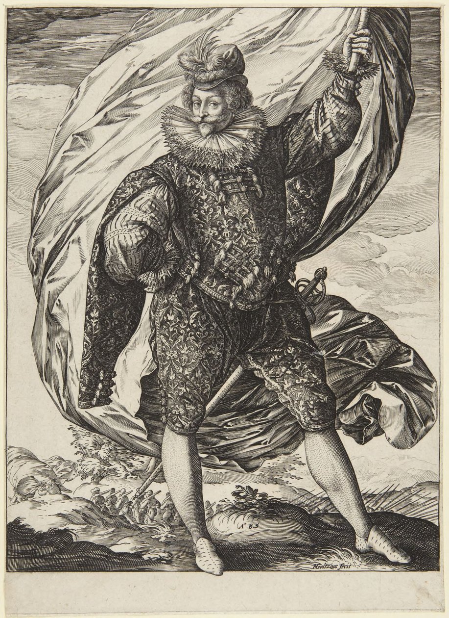 Faneføreren, vendt mod højre af Hendrick Goltzius