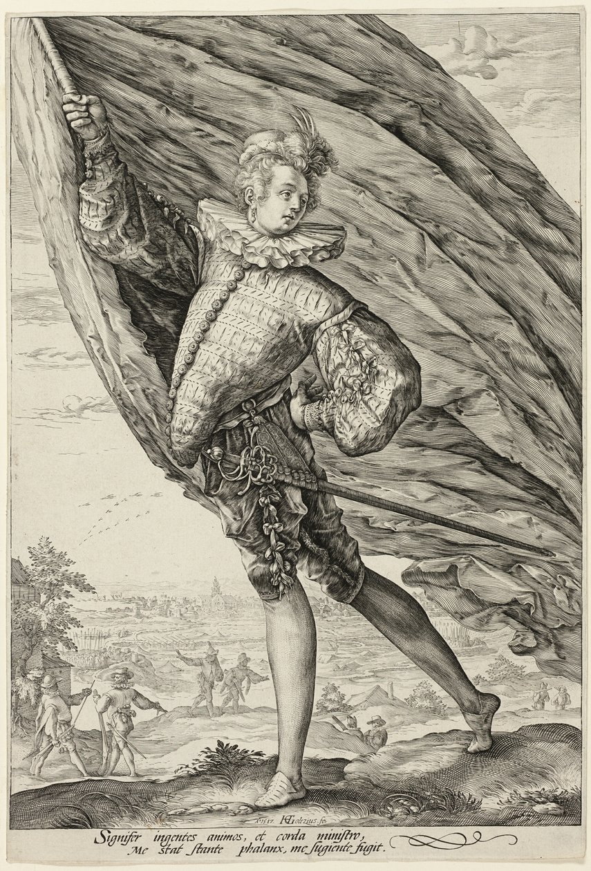 Fanebæreren, drejet til venstre af Hendrick Goltzius