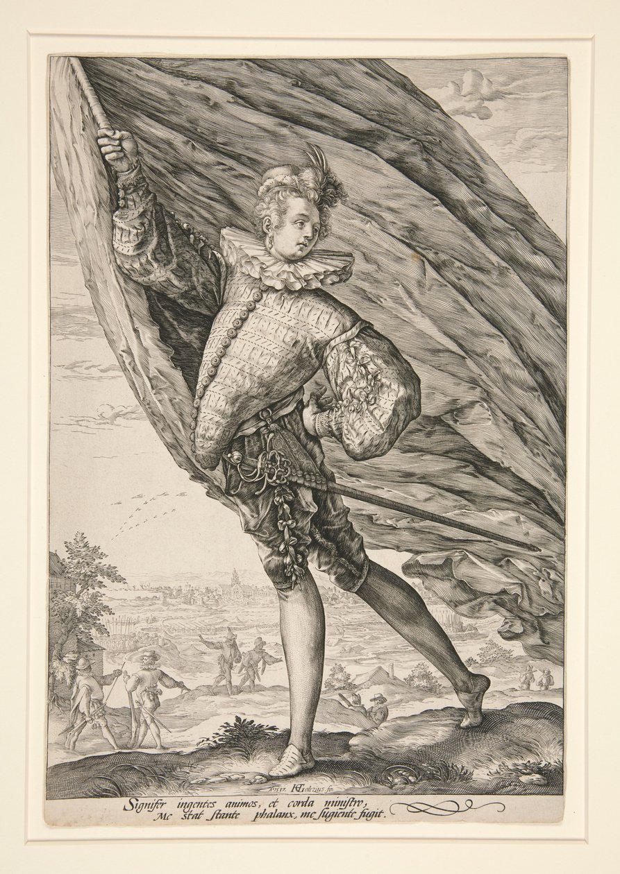 Flagbæreren, vendt mod venstre af Hendrick Goltzius