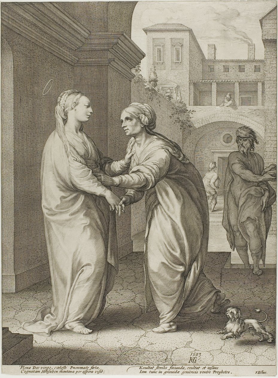 Besøgelsen, planche to fra Kristi fødsel og tidlige liv af Hendrick Goltzius