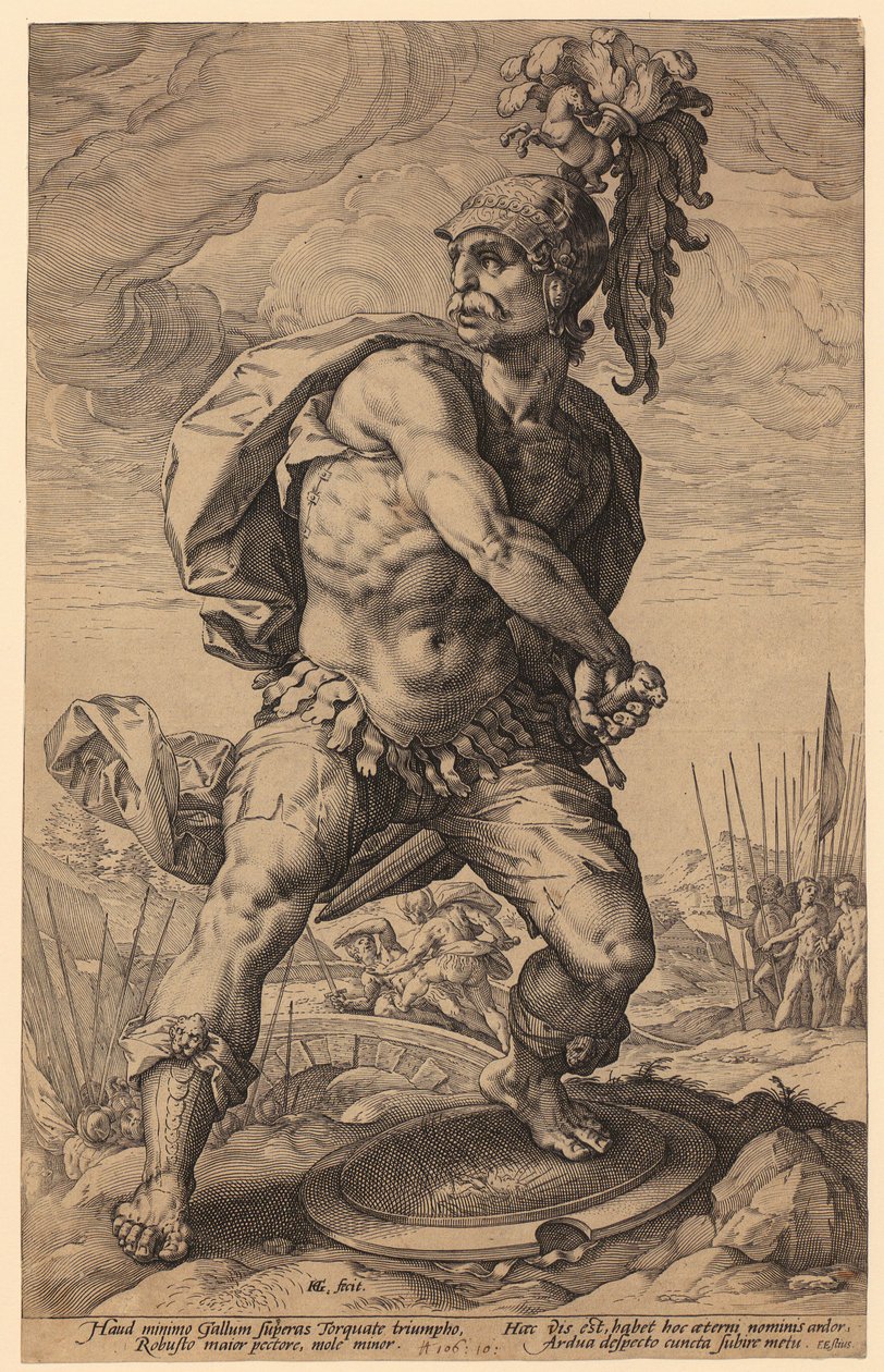 Titus Manlius Torquatus, side 5 i serien »Romerske helte« af Hendrick Goltzius