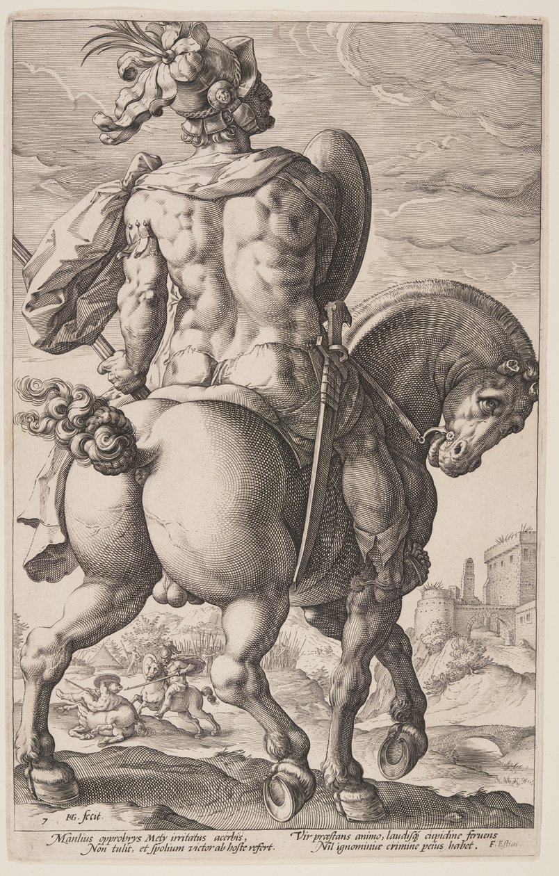 Titus Manlius til hest, fra De romerske helte af Hendrick Goltzius