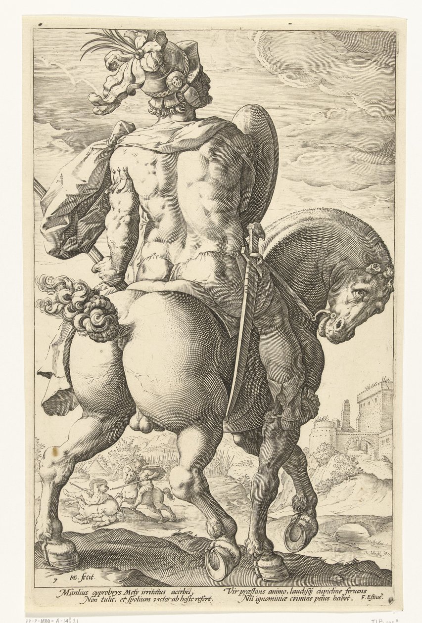 Titus Manlius til hest The Roman Heroes (serietitel) af Hendrick Goltzius