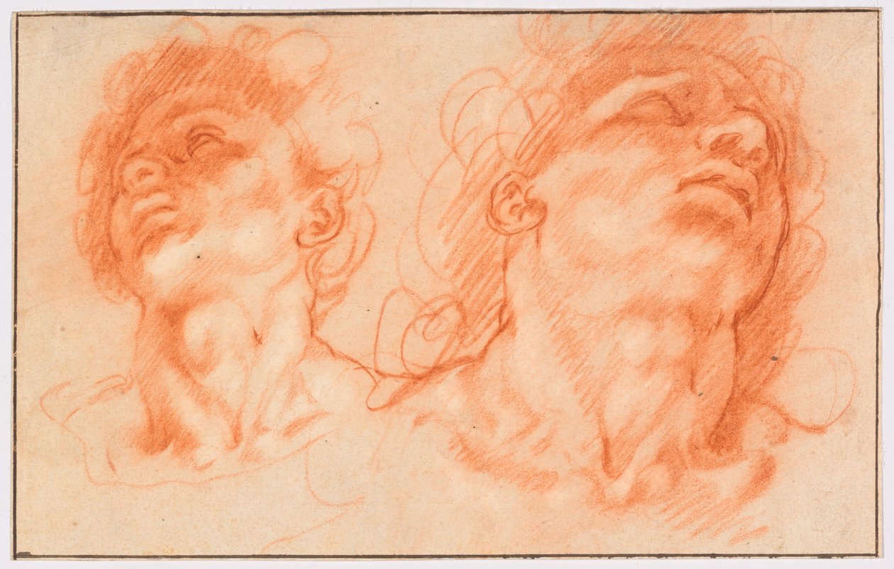 To mandlige hoveder efter den antikke, Laocoøns sønner af Hendrick Goltzius
