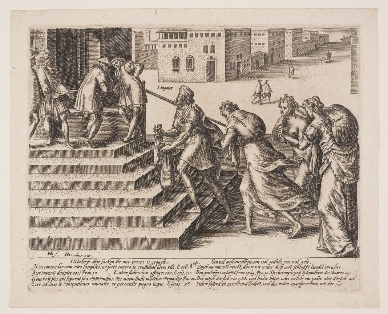 Ulig retfærdighed, planche 4 fra Misbrug af loven af Hendrick Goltzius