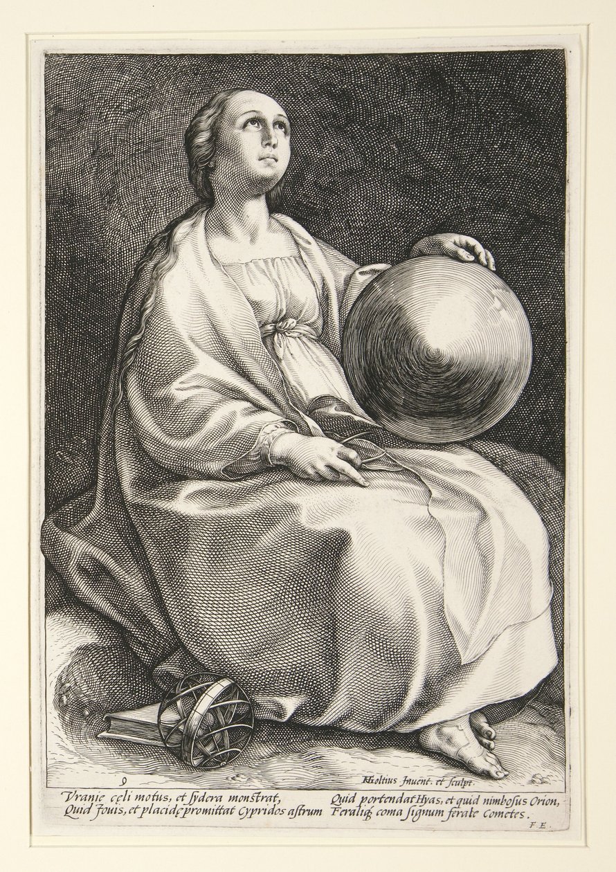 Urania, tavle 9 fra serien »De ni muser« af Hendrick Goltzius