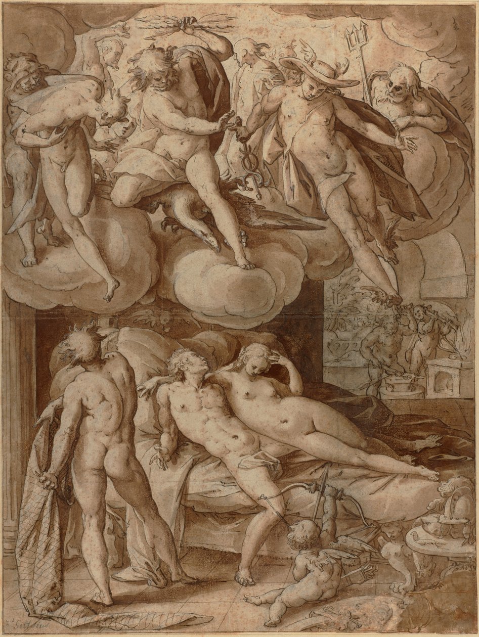 Venus og Mars overrasket af Vulkan af Hendrick Goltzius
