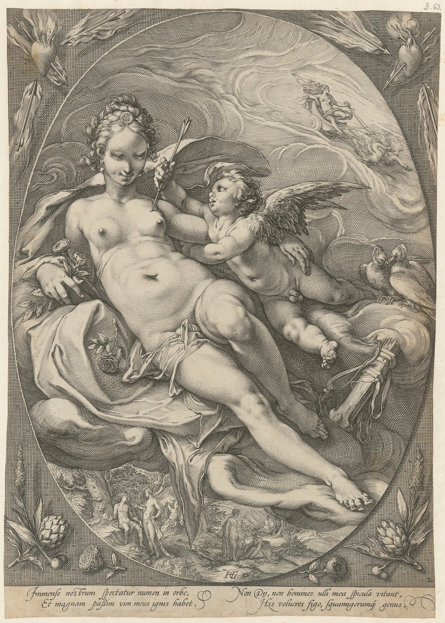 Venus og Cupido, blad 2 i serien »De tre gudinder« af Hendrick Goltzius