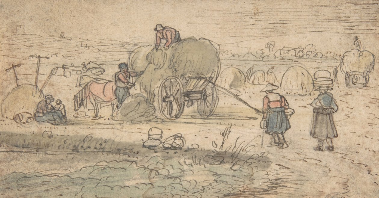 Bønder læsser hø, ca. 1620