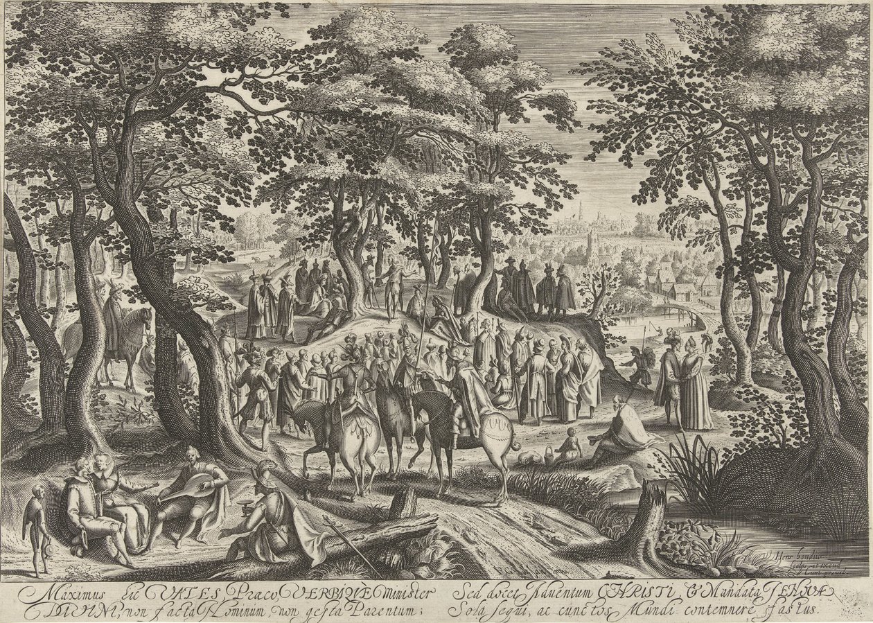 Johannes Døberen prædiker for mængden af Hendrick Hondius (I)