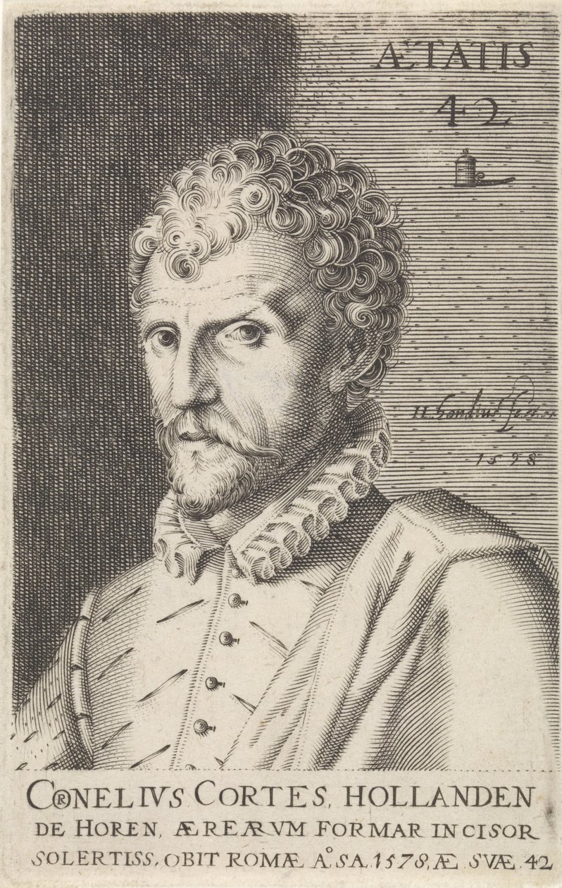 Portræt af Cornelis Cort Illustrious artists (serietitel) af Hendrick Hondius (I)