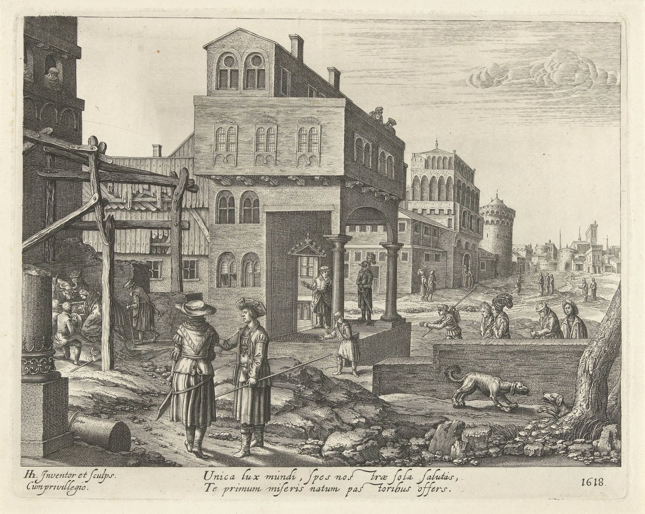 Bybillede med hyrdernes tilbedelse af Hendrick Hondius (I)
