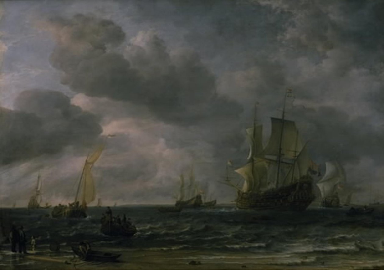 Skibe i en brise ud for den hollandske kyst af Hendrick Jacobsz Dubbels