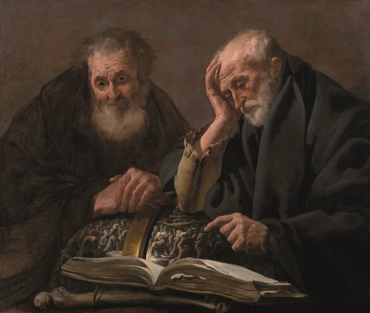 Demokrit og Heraklit, ca. 1619-20 (olie på lærred) af Hendrick Jansz Terbrugghen
