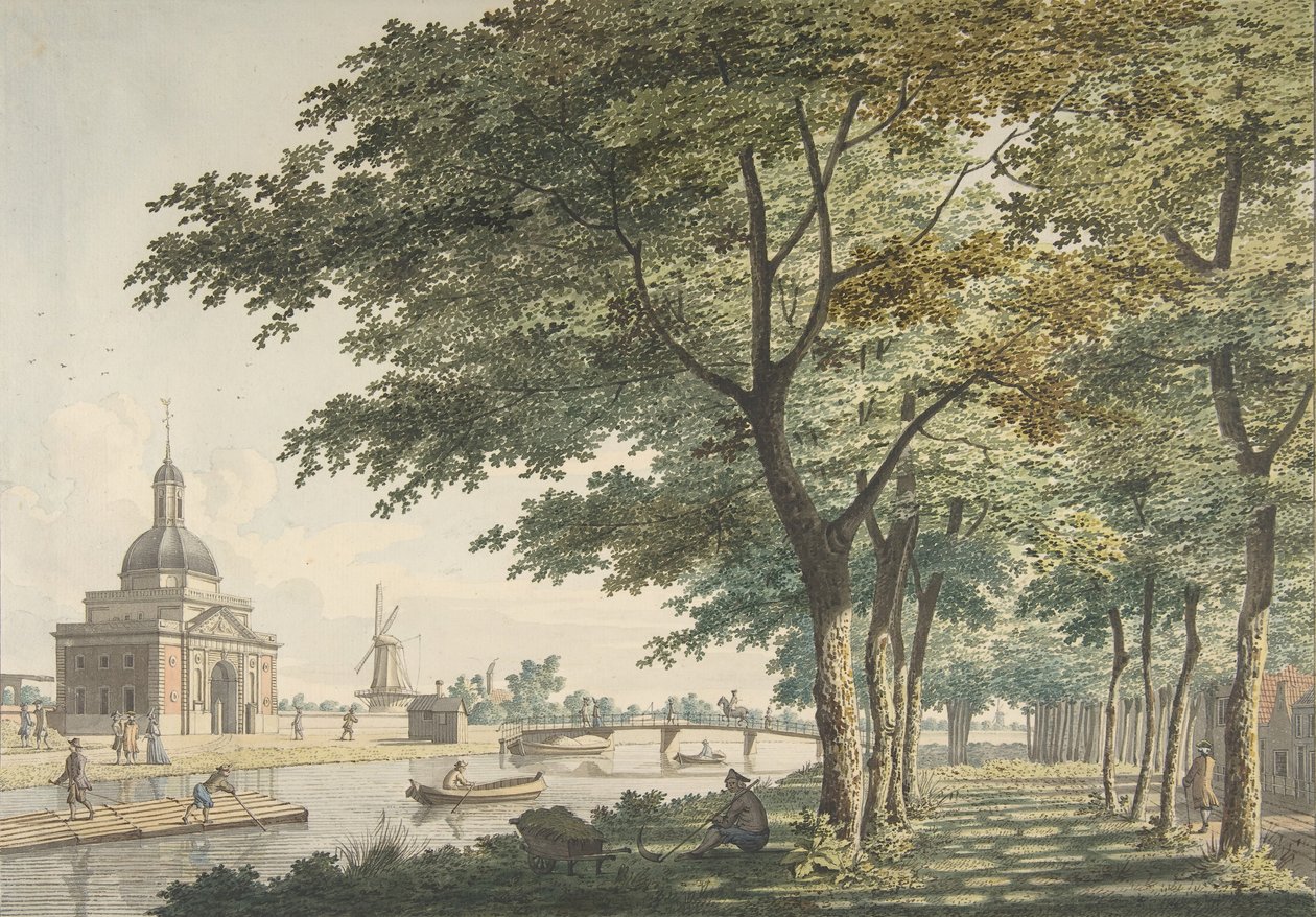 Muiderpoort, Amsterdam, set fra Plantage, 1771. af Hendrick Keun