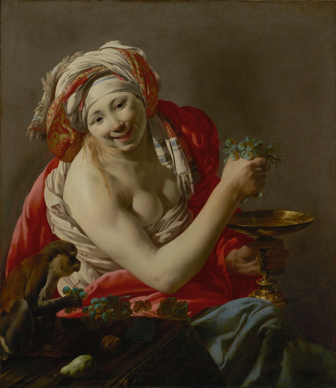 Bacchante med en abe af Hendrick ter Brugghen