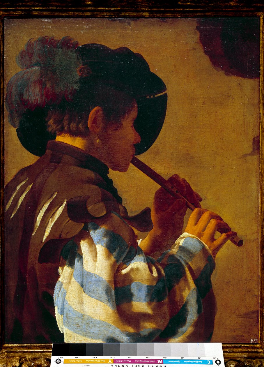 Patre spiller fløjte. Maleri af Hendrik Ter Brugghen (1588-1629) Ec Hol. af Hendrick ter Brugghen