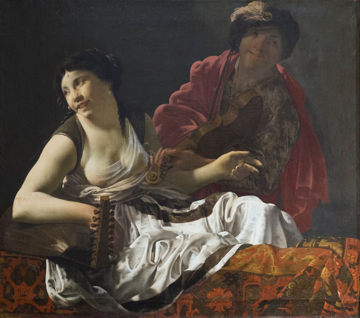 Duetten, Henrick Ter Bruggen (olie på lærred) af Hendrick ter Brugghen