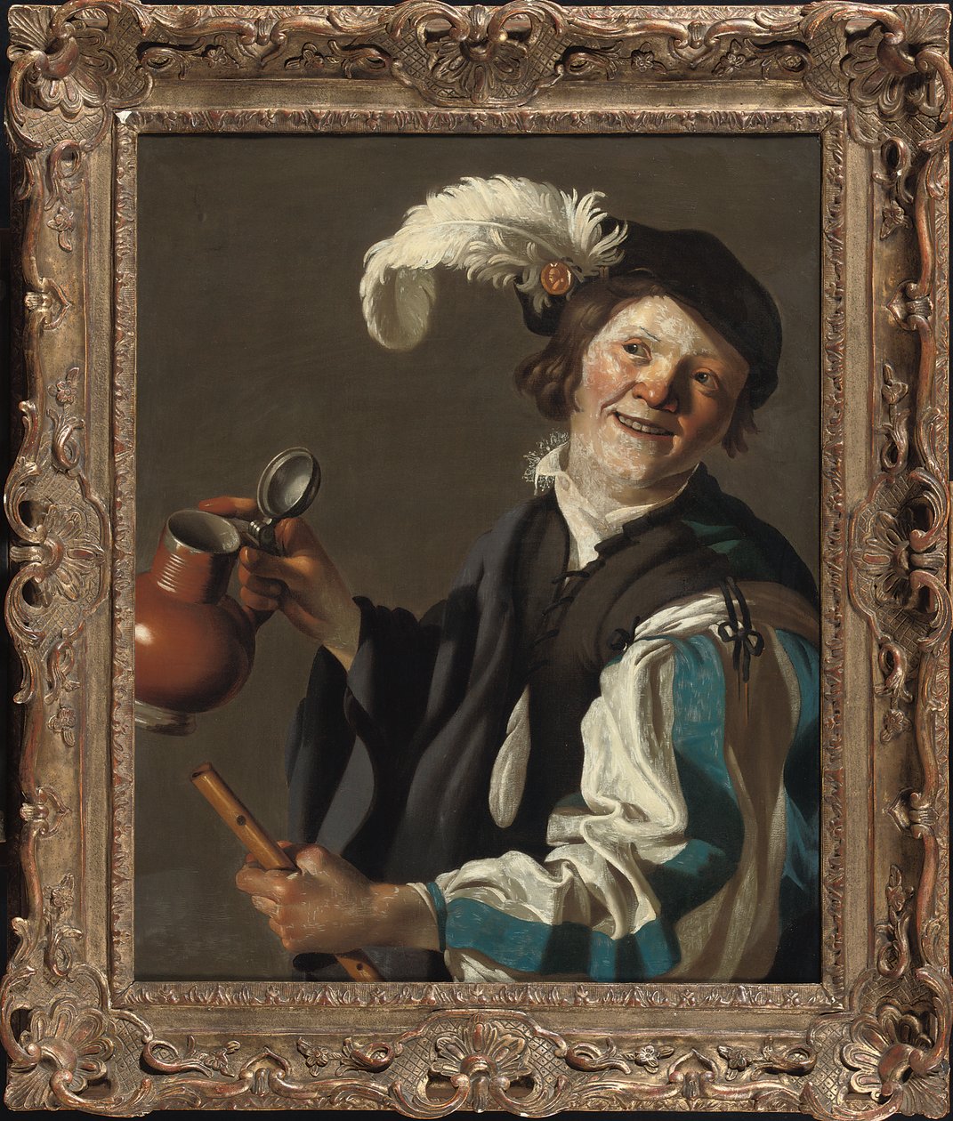 En dreng holder en fløjte og kande af Hendrick Jansz Terbrugghen