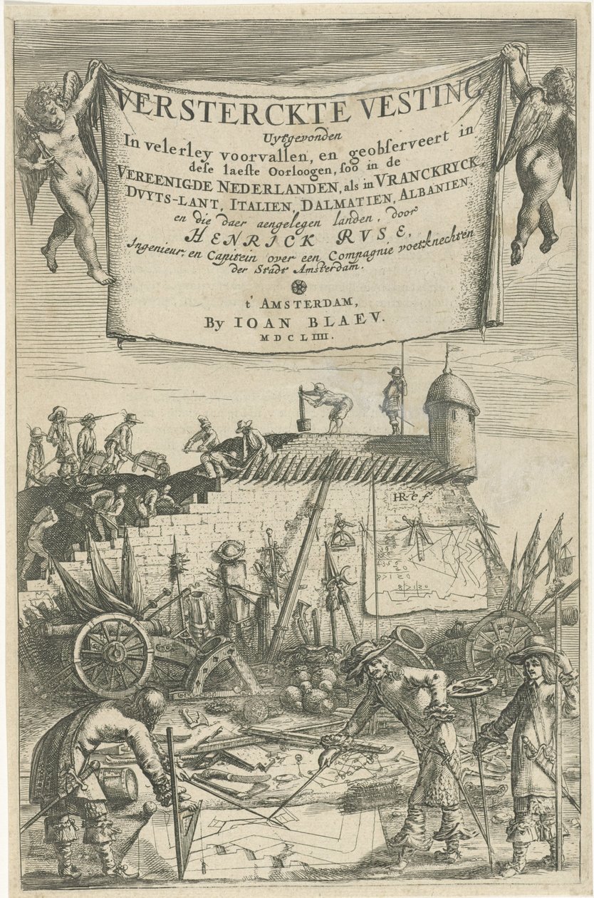 Titelblad for Henrich Ruse, Versterckte Vesting, 1654 af Hendrick baron van Ruse