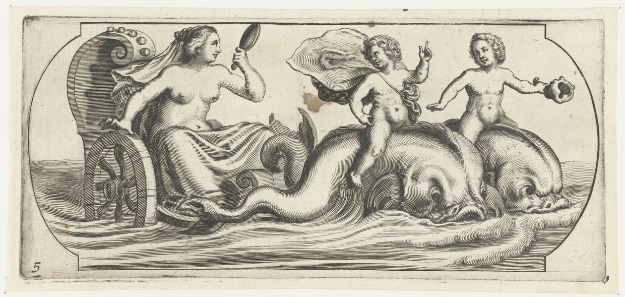 Amfitrit på en vogn Nouveau Livre des Dieux et Deeßes De la Marine Bouckje of Sea Gods and Goddesses (serietitel) af Hendrick de Keyser (I)