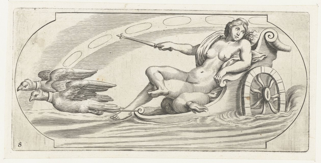 Aurora på en vogn Nouveau Livre des Dieux et Deeßes De la Marine Bouckje of Sea Gods and Goddesses (serietitel) af Hendrick de Keyser (I)