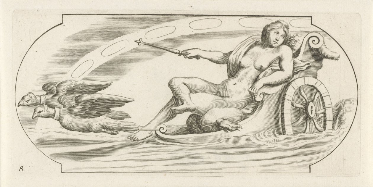 Aurora på en vogn Nouveau Livre des Dieux et Deeßes De la Marine Bouckje of Sea Gods and Goddesses (serietitel) af Hendrick de Keyser (I)