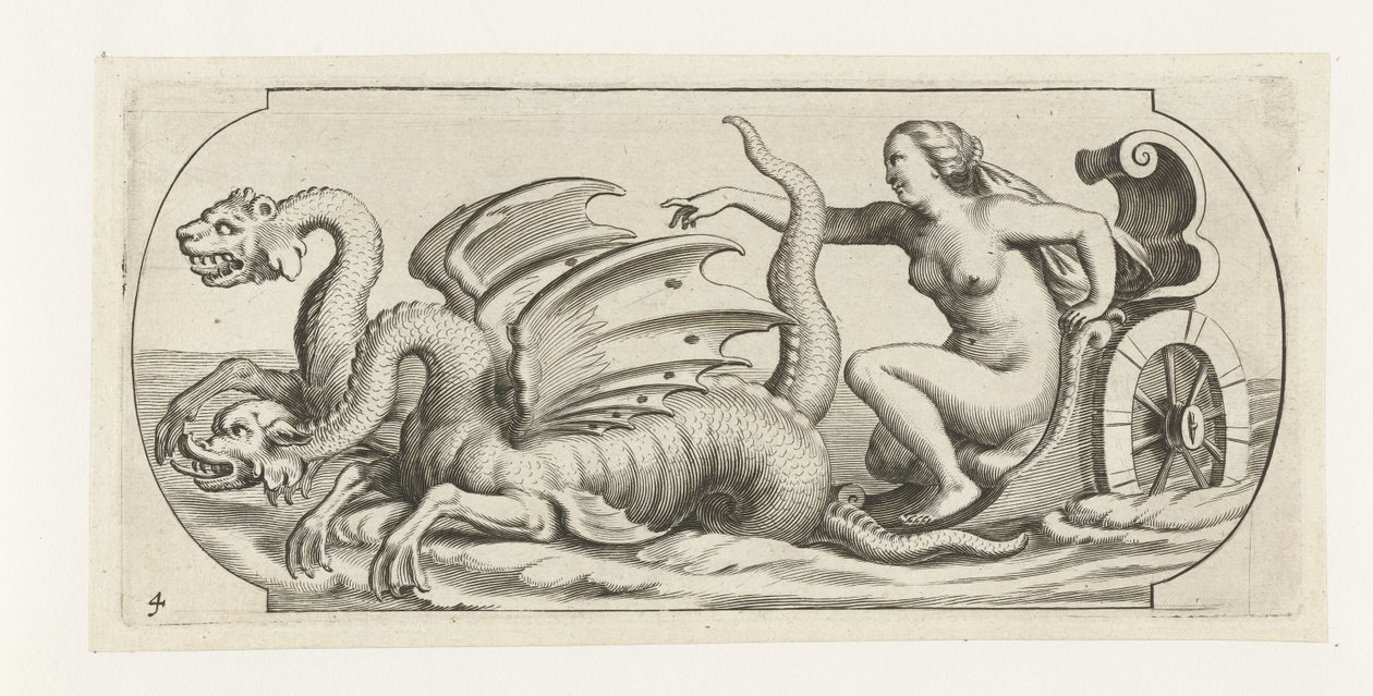 Gudinde på en vogn Nouveau Livre des Dieux et Deeßes De la Marine Bouckje of Sea Gods and Goddesses (serietitel) af Hendrick de Keyser (I)