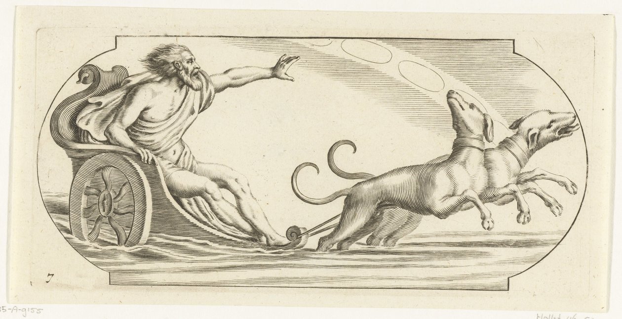 Marts på en vogn Nouveau Livre des Dieux et Deeßes De la Marine Bouckje of Sea Gods and Goddesses (serietitel) af Hendrick de Keyser (I)