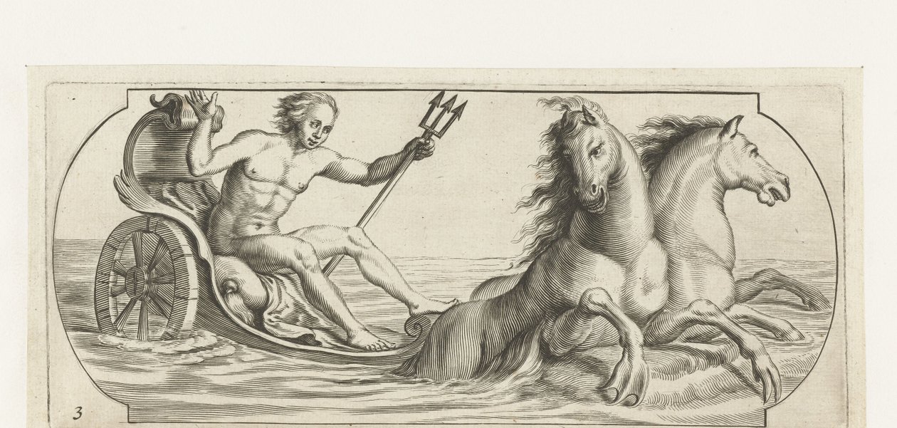 Neptun på en vogn Nouveau Livre des Dieux et Deeßes De la Marine Bouckje of Sea Gods and Goddesses (serietitel) af Hendrick de Keyser (I)